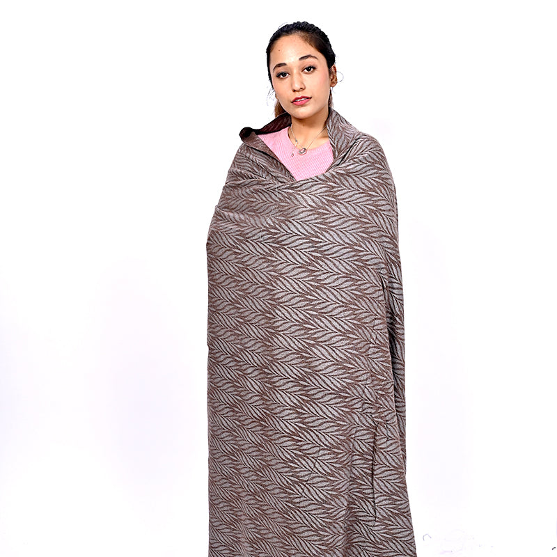 Leaf Wool Shawl - Maroon Purple