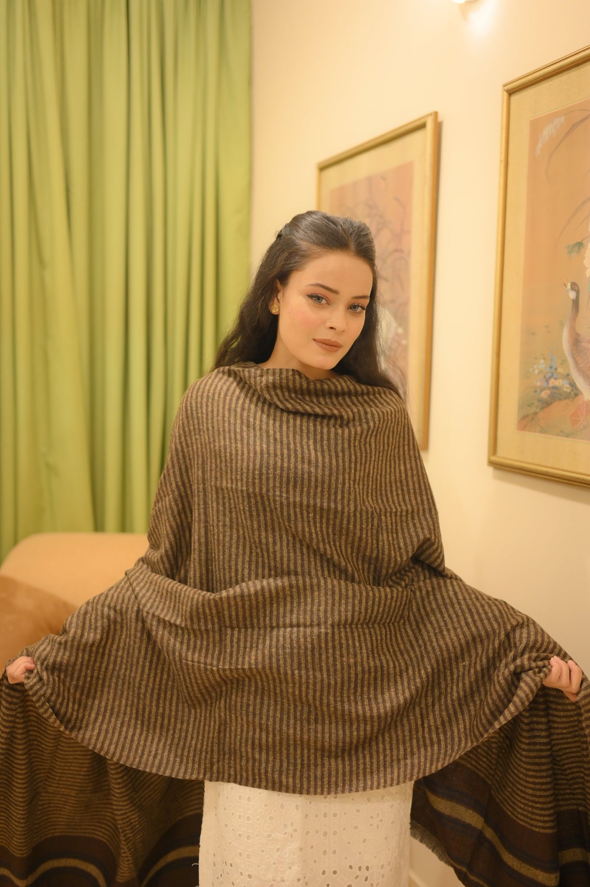 Turkish Cashmere Wool Shawl - Caremel