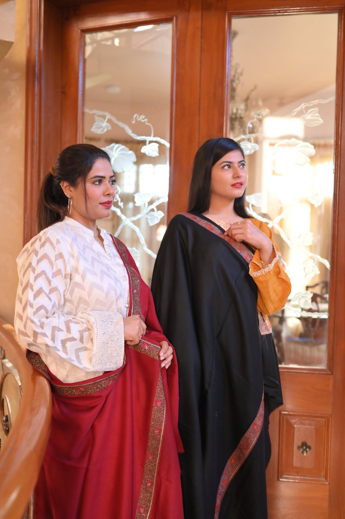 Elegant Shawl with Gota Zari Border Black