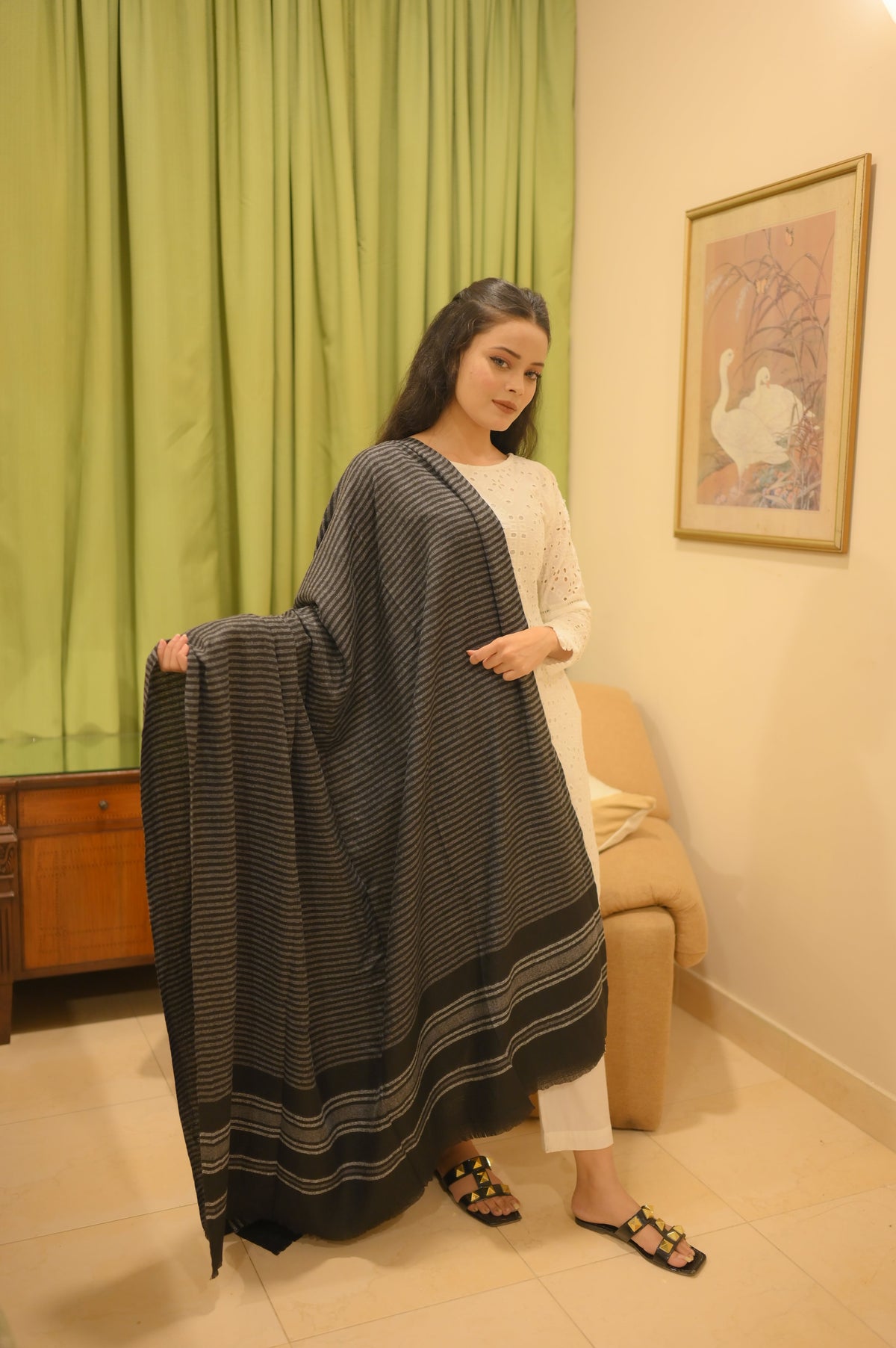 Turkish Cashmere Wool Shawl -Black