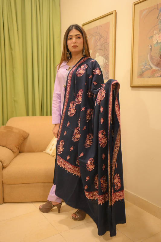 Royal Glow Shawl - Navy Blue