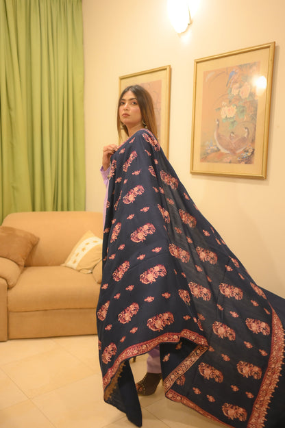 Royal Glow Shawl - Navy Blue