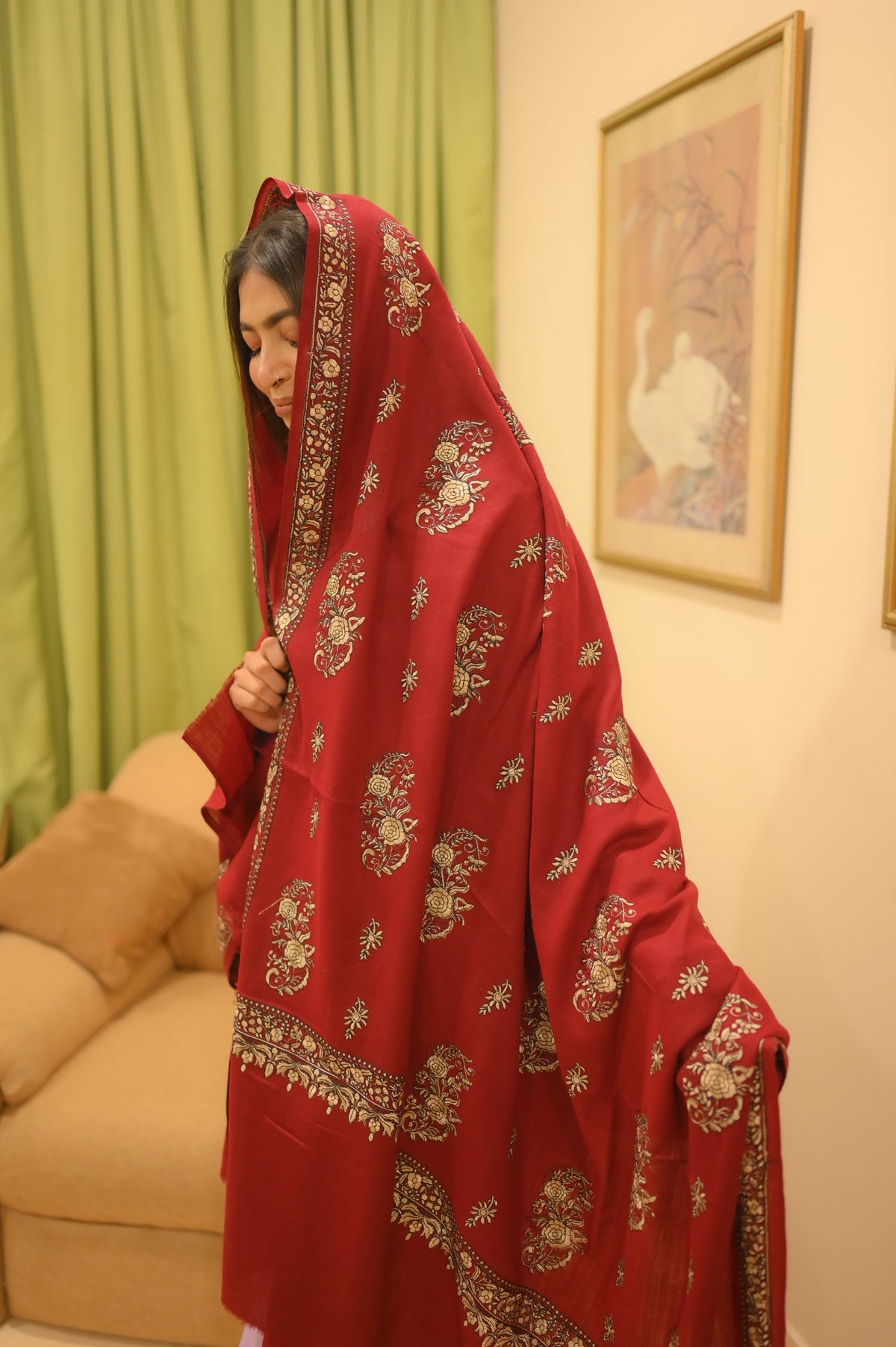 Royal Glow Shawl - Red