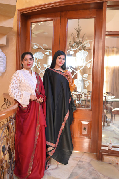 Elegant Shawl with Gota Zari Border Black