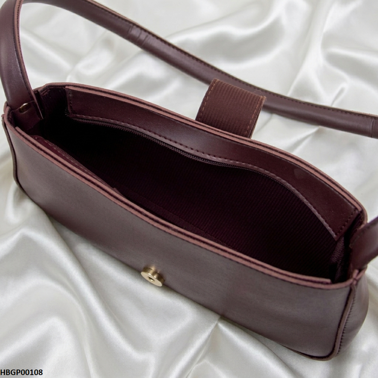 Midnight Buckle Armpit Ladies Hand Bag - Dark Brown