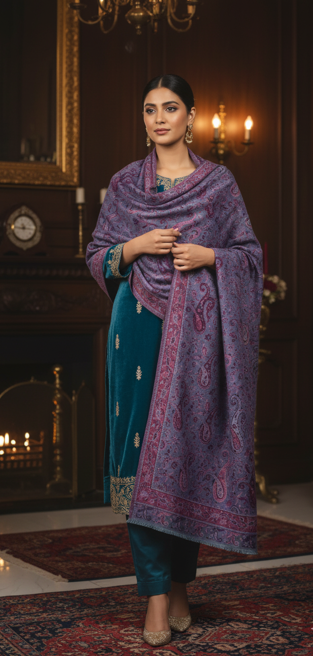 Bahaar Veil Shawl - Purple Mauve