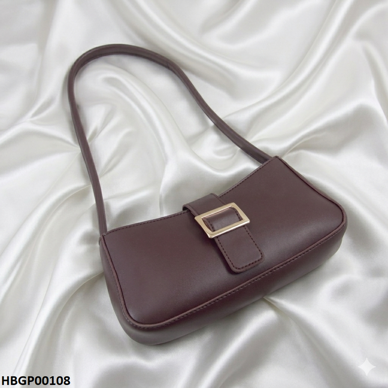 Midnight Buckle Armpit Ladies Hand Bag - Dark Brown