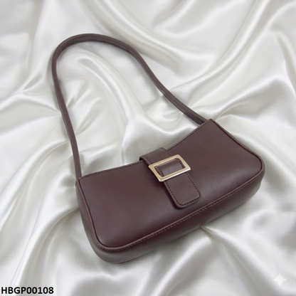 Midnight Buckle Armpit Ladies Hand Bag - Dark Brown