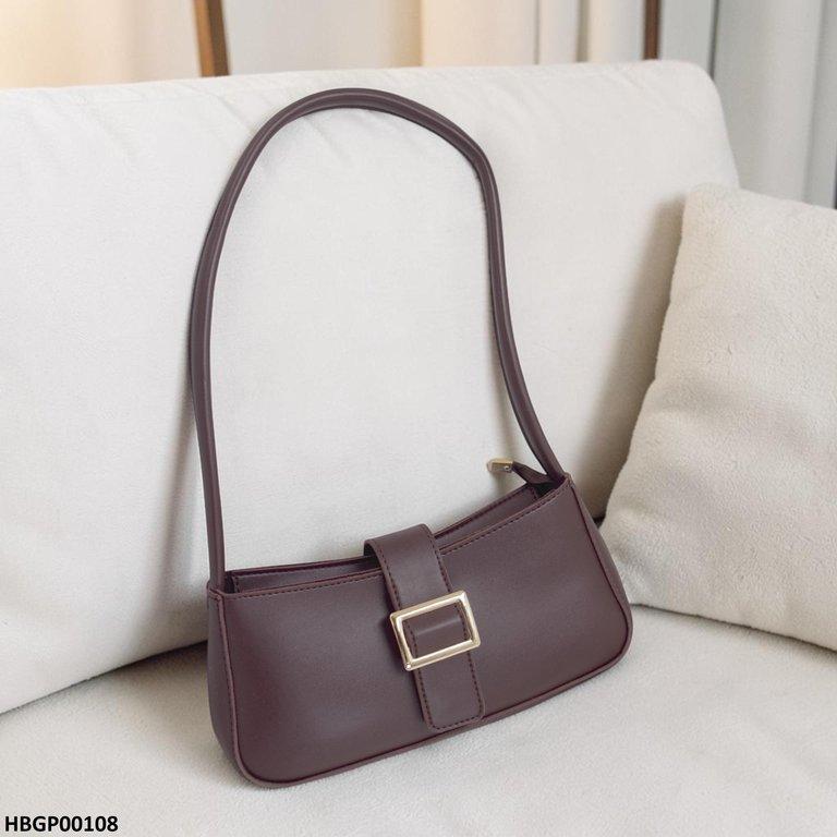 Midnight Buckle Armpit Ladies Hand Bag - Dark Brown