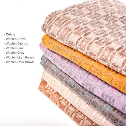 Woolen Printed Shawl withs Woolen Strips