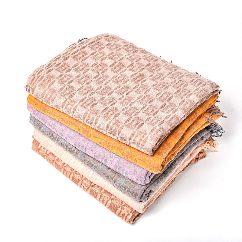 Woolen Printed Shawl withs Woolen Strips
